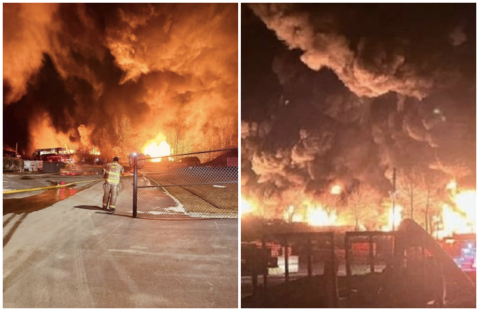 Incendiu uriaș în Ohio, SUA, după deraierea unui tren cu combustibil